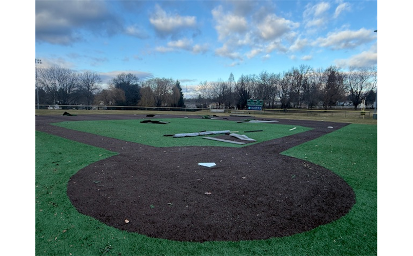 TURF INSTALLATION OF MAJORS FIELD UNDERWAY 